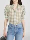The Gillian Top - Jade Green Plaid