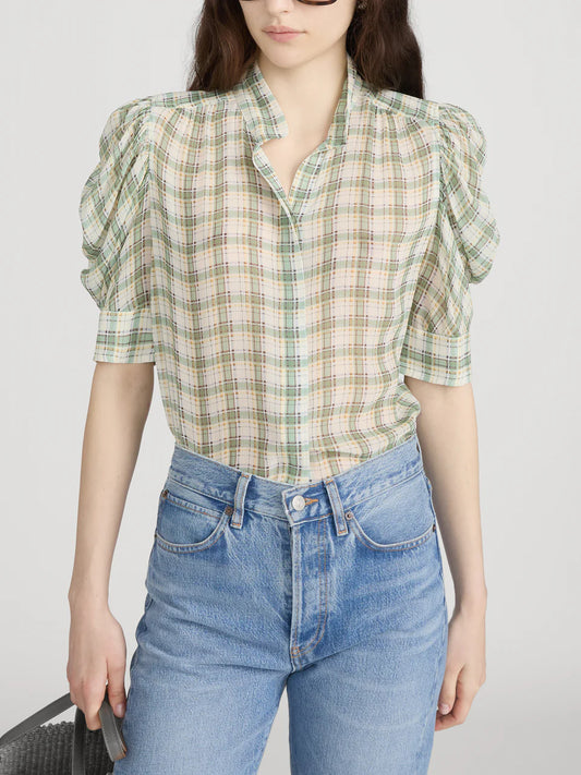 The Gillian Top - Jade Green Plaid