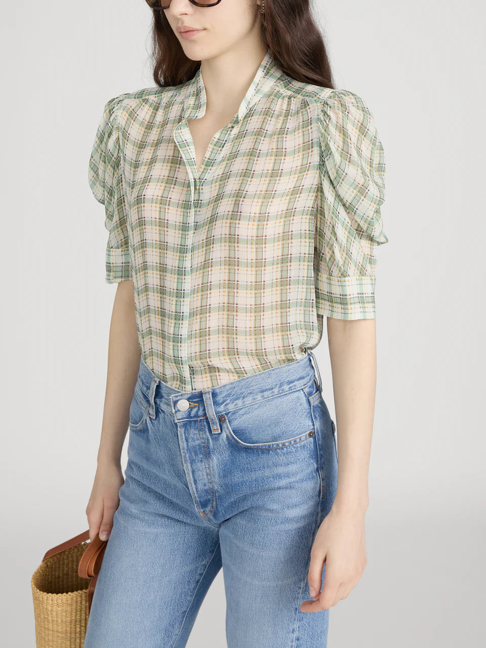 The Gillian Top - Jade Green Plaid