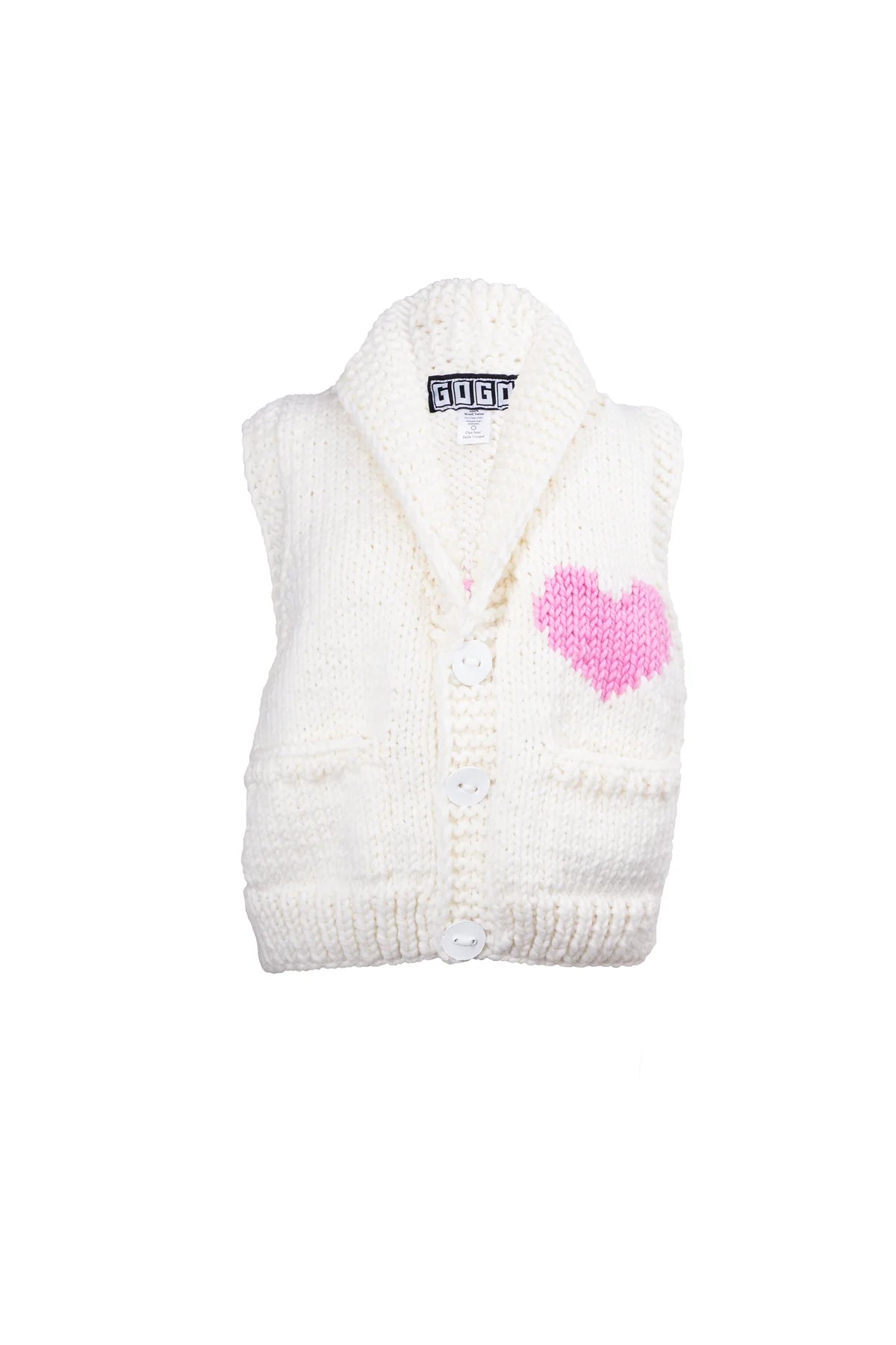 Short Heart Vest - Snow / Bubble Gum