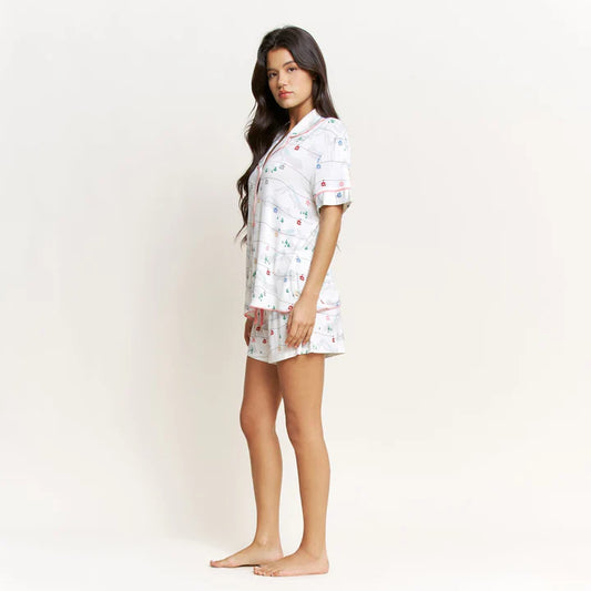 All American Shortie PJ Set - Ivory Gondolas