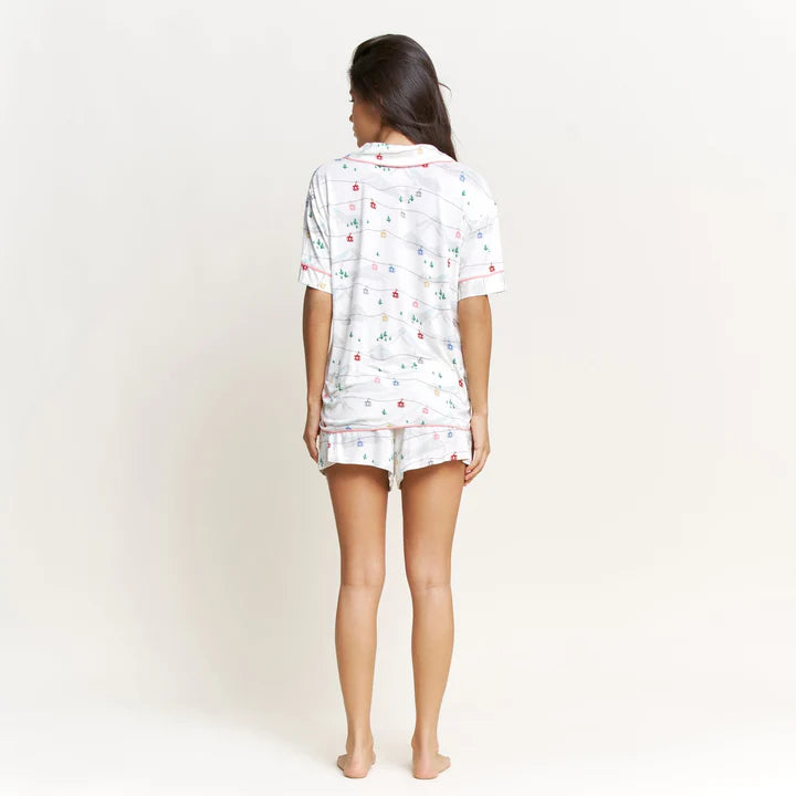 All American Shortie PJ Set - Ivory Gondolas