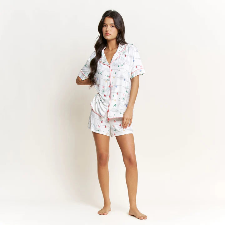 All American Shortie PJ Set - Ivory Gondolas