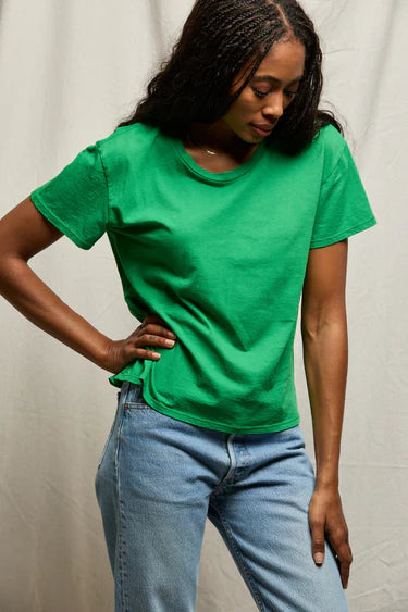 Harley Cotton Boxy Crew Neck Tee - Grass