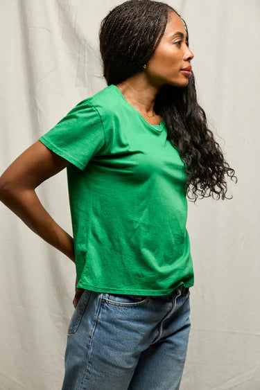 Harley Cotton Boxy Crew Neck Tee - Grass