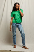 Harley Cotton Boxy Crew Neck Tee - Grass
