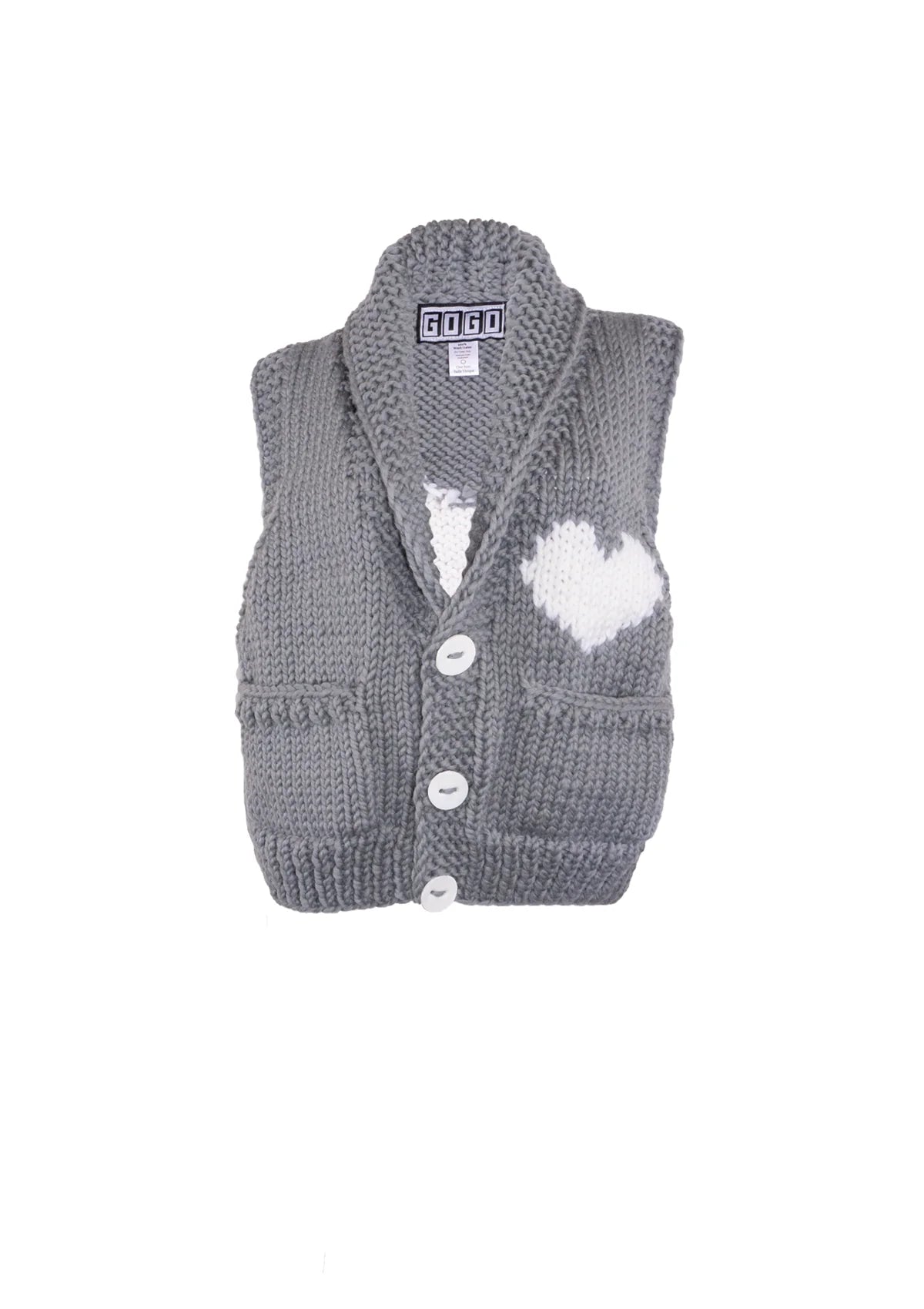 Short Heart Vest - Stone / Snow