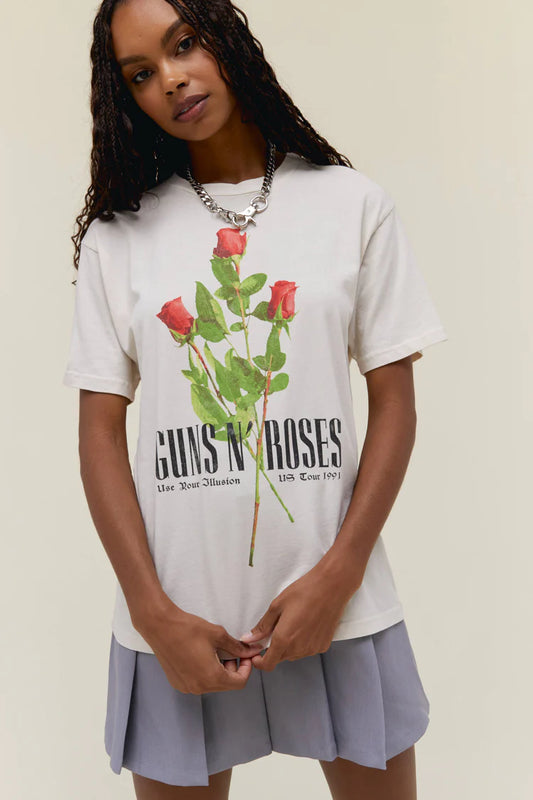 Guns N' Roses Use Your Illusion Roses Weekend Tee - Dirty White