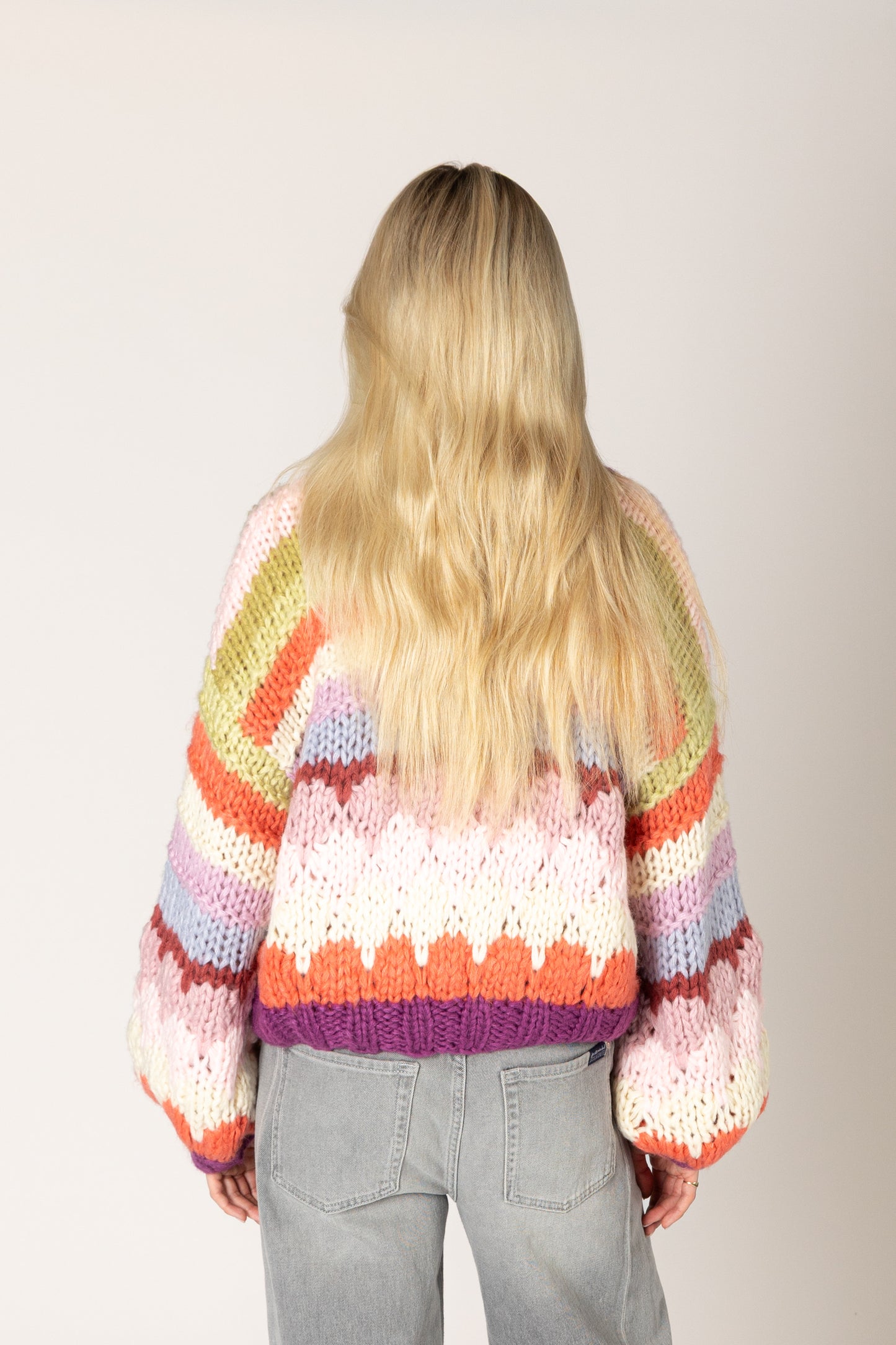 Hala Hand Knit Stripe Sweater - Violet Stripe