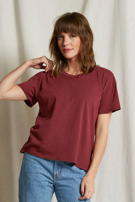 Harley Crispy Lightweight Cotton Boxy Crew Tee - Cranberry