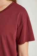 Harley Crispy Lightweight Cotton Boxy Crew Tee - Cranberry