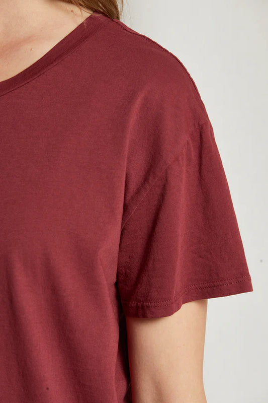 Harley Crispy Lightweight Cotton Boxy Crew Tee - Cranberry