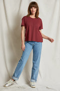 Harley Crispy Lightweight Cotton Boxy Crew Tee - Cranberry