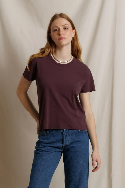 Harley Cotton Boxy Crewneck Tee - Cherry Lacquer