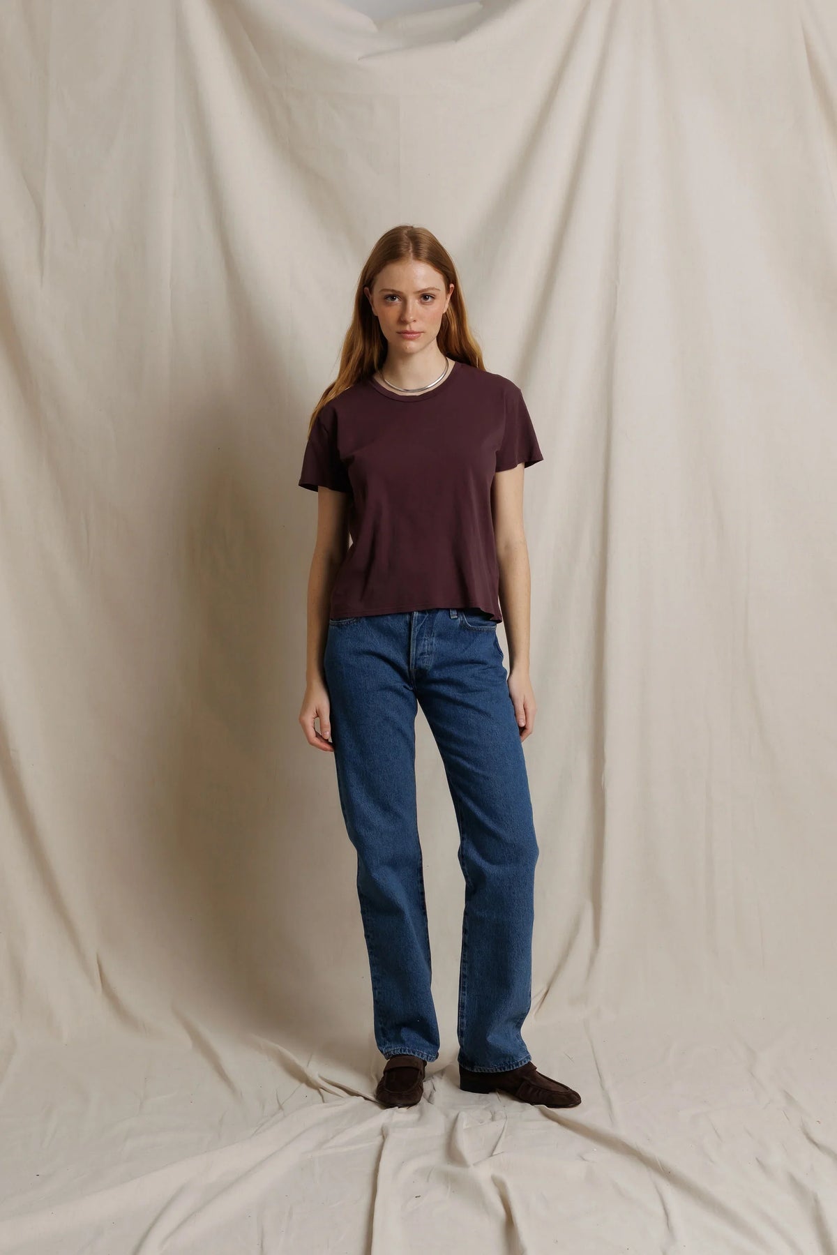 Harley Cotton Boxy Crewneck Tee - Cherry Lacquer