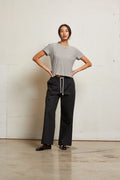 Harley Crispy Lightweight Cotton Boxy Crew Tee - Ivory / Black Stripe