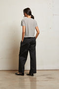 Harley Crispy Lightweight Cotton Boxy Crew Tee - Ivory / Black Stripe
