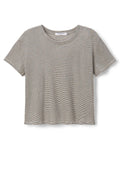 Harley Crispy Lightweight Cotton Boxy Crew Tee - Ivory / Black Stripe