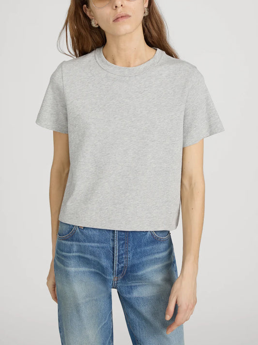 The Heather Boxy Tee - Heather Grey