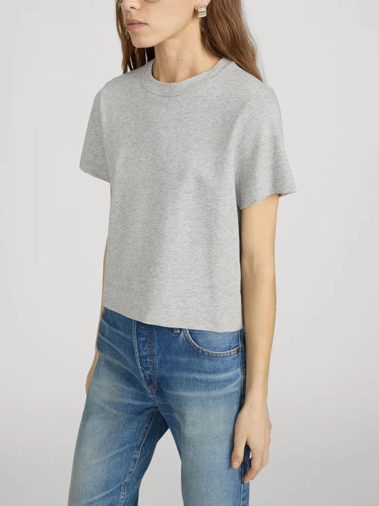 The Heather Boxy Tee - Heather Grey