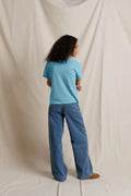 Harley Cotton Boxy Crew Neck Tee - Milky Blue