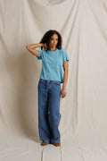 Harley Cotton Boxy Crew Neck Tee - Milky Blue