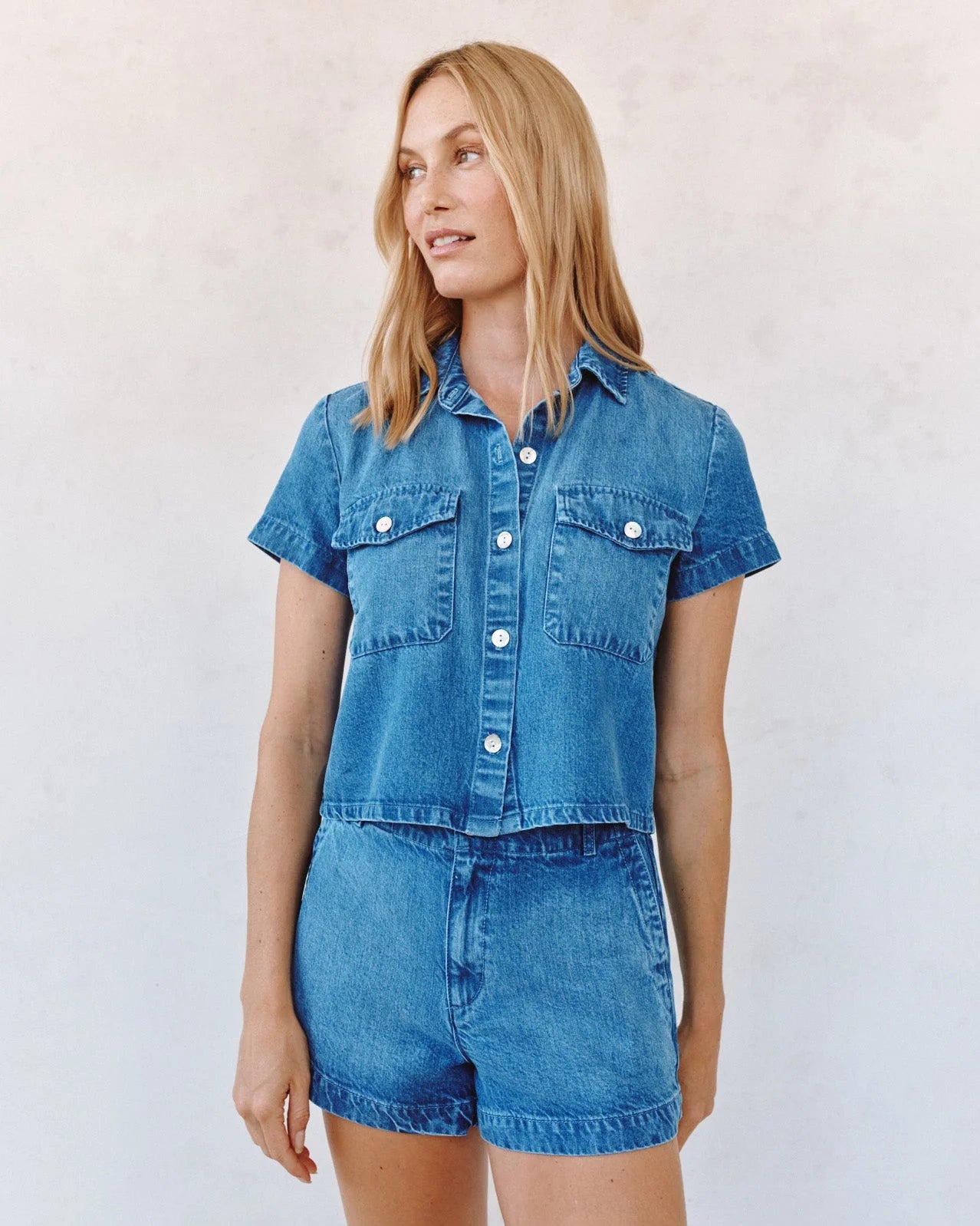 Short Sleeve Flap Pocket Shirt - Spring Horizon Wash