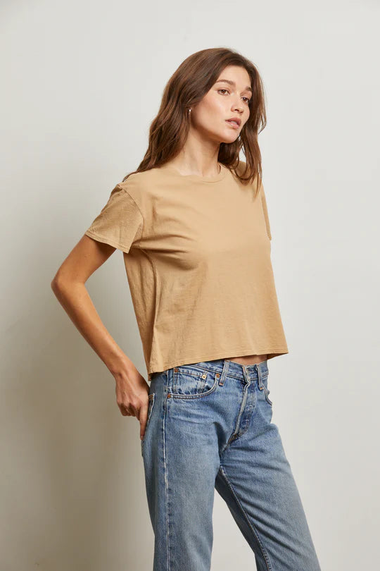Harley Crispy Lightweight Cotton Boxy Crew Tee - Suede