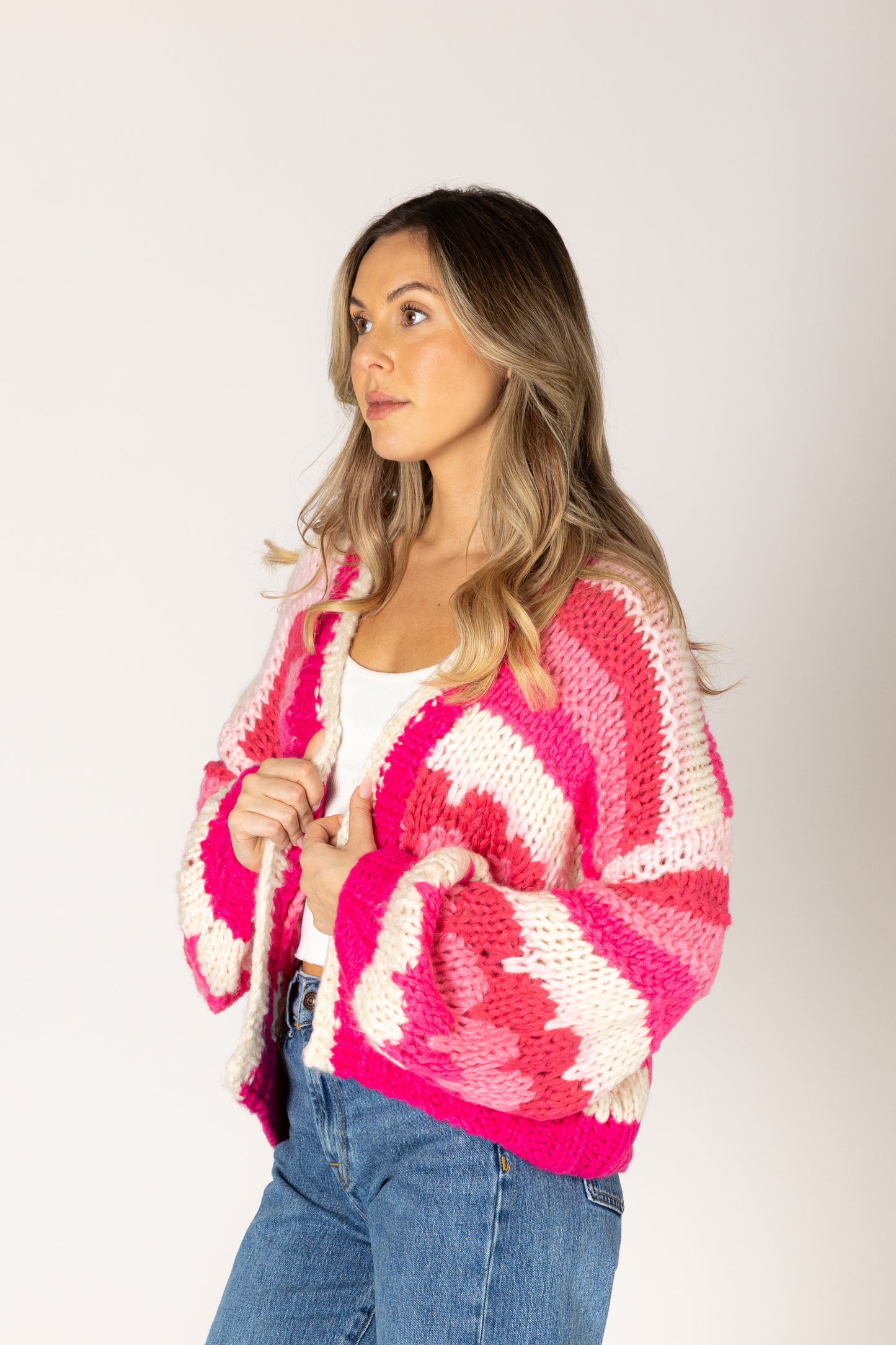 Hunter Hand Knit Stripe Cardi - Macaron Stripe
