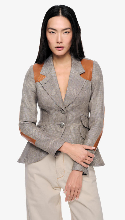 Hunting Blazer w/ Rectangle Elbow Patch - Dove Glencheck