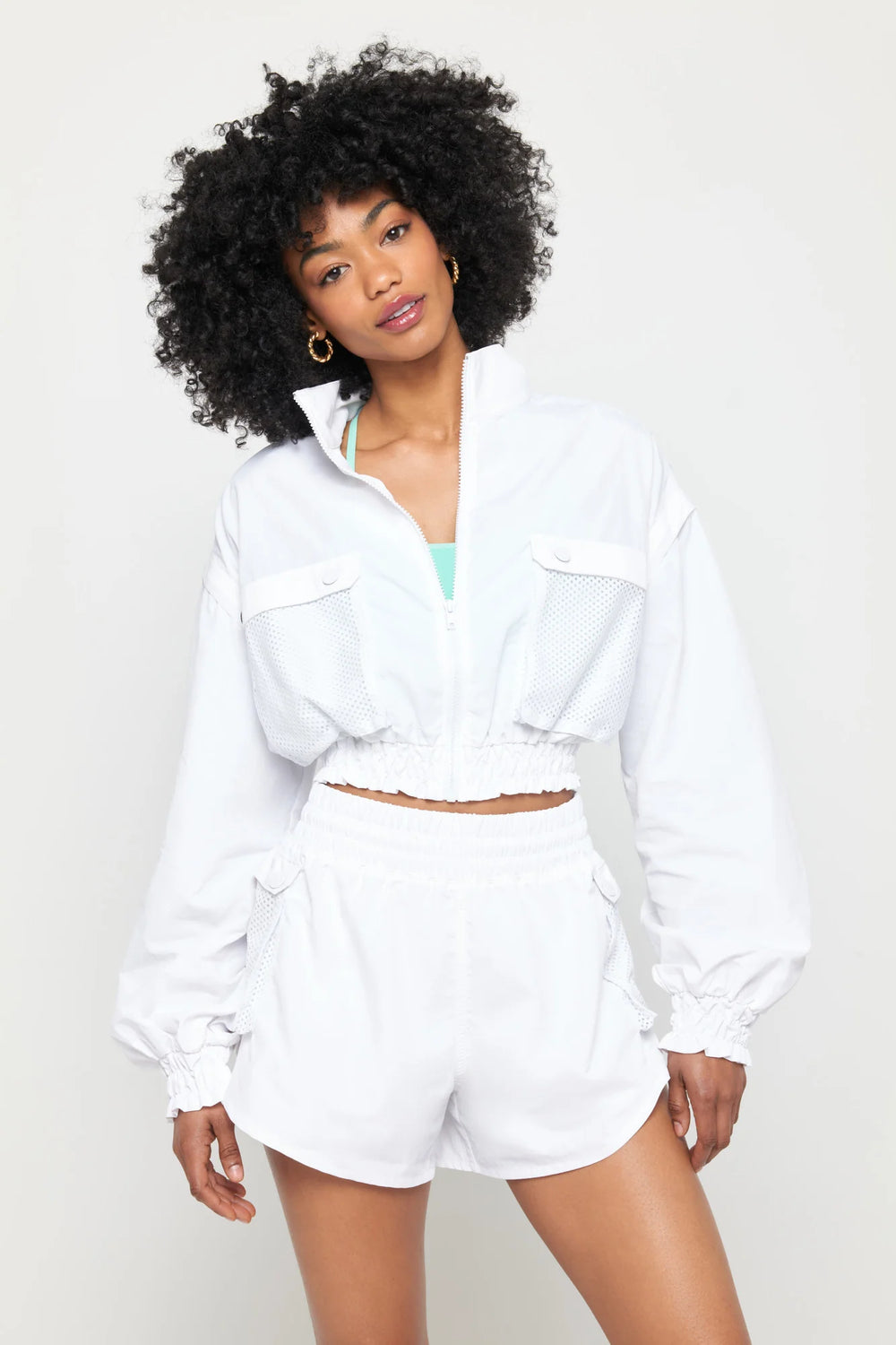 Bridgette Crop Zip Jacket - Bright White