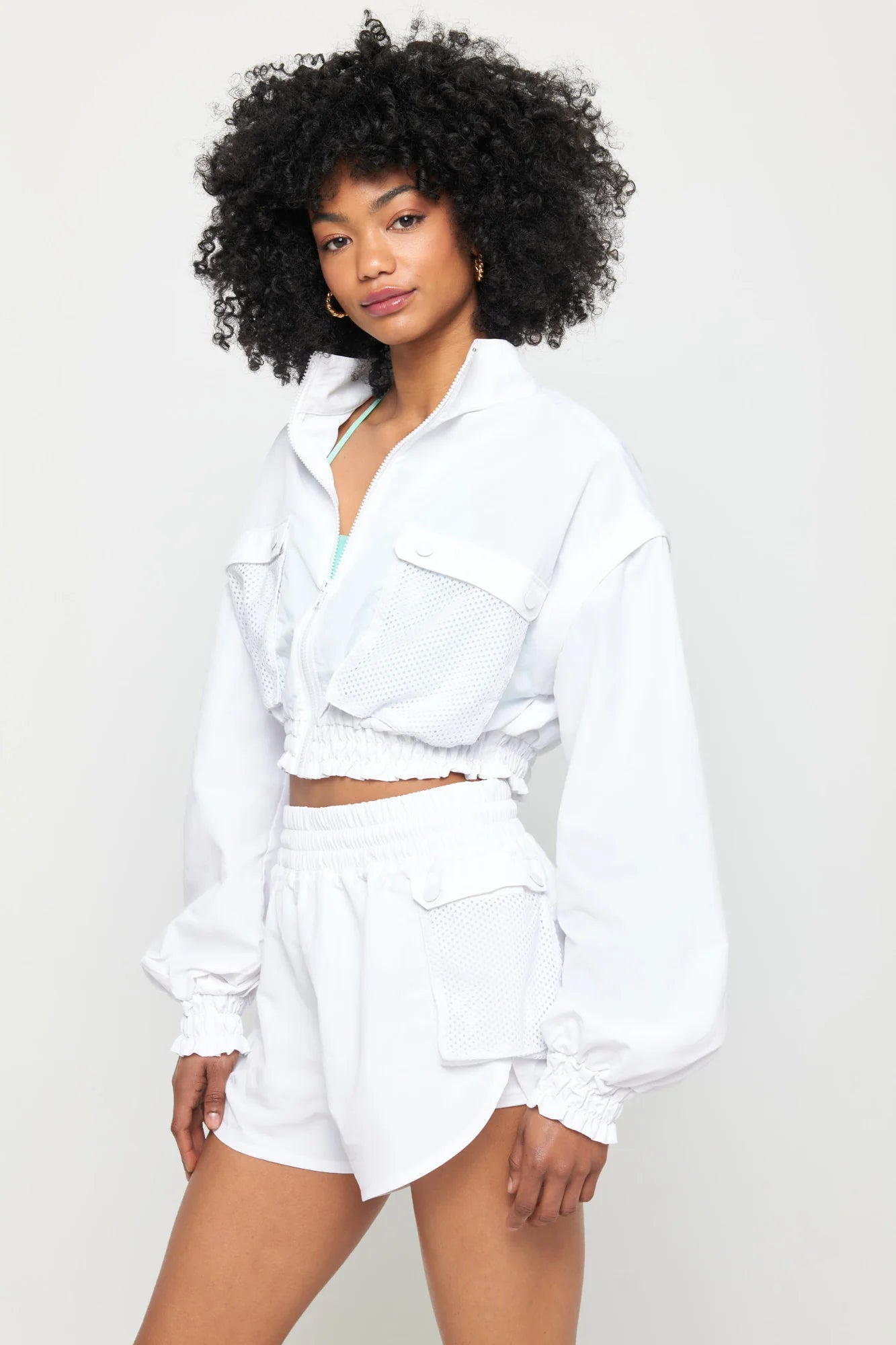 Bridgette Crop Zip Jacket - Bright White