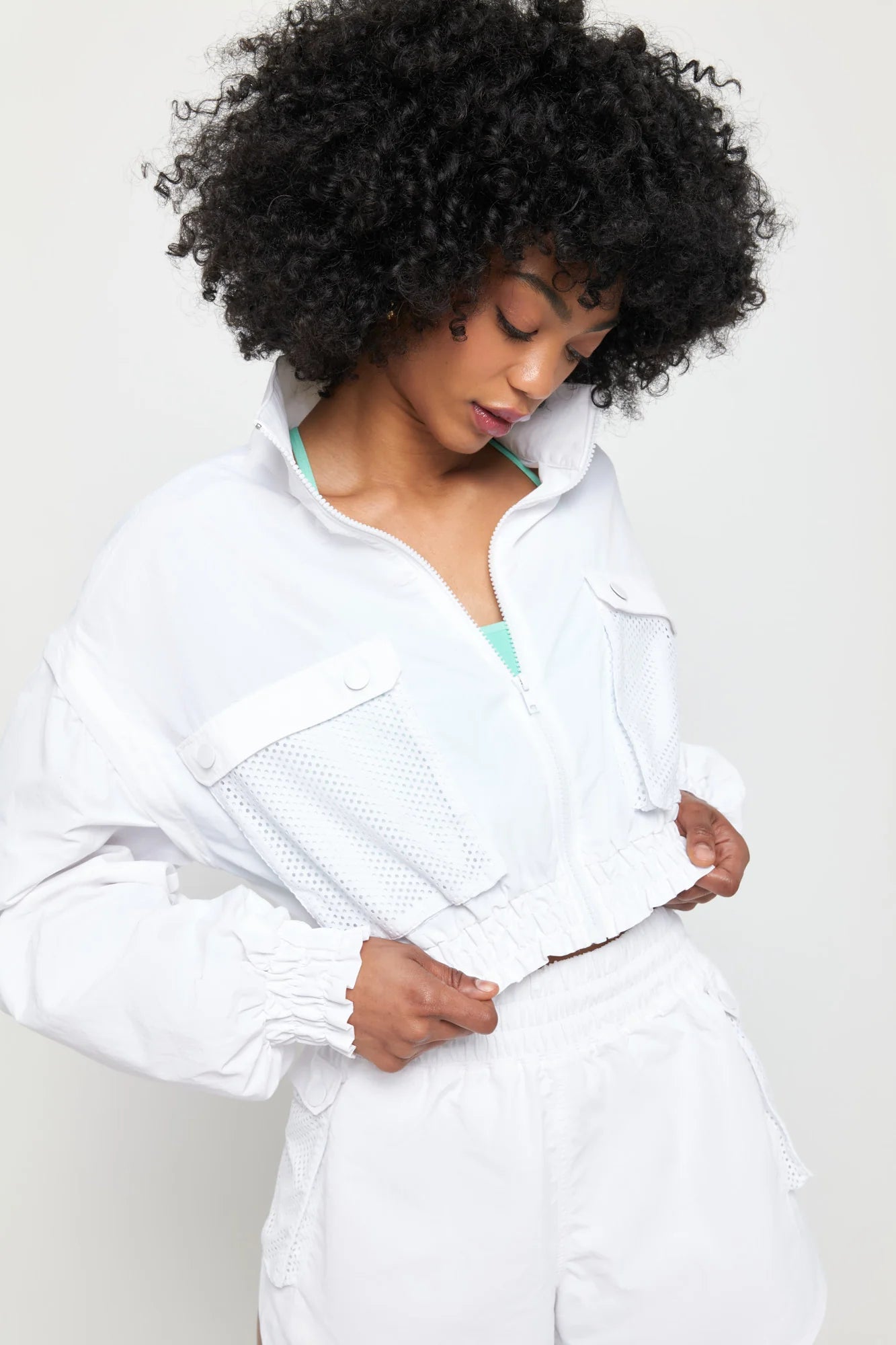 Bridgette Crop Zip Jacket - Bright White