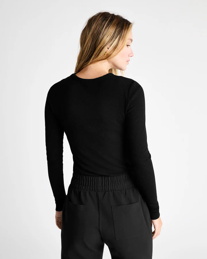 Isabella Eyelash Shimmer Long Sleeve Tee - Black