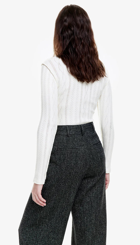 Pointelle Knit Turtleneck - Ivory