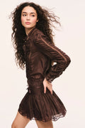 Jacque Silk Lace Blouse - Midnight Mocha