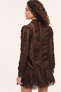 Jacque Silk Lace Blouse - Midnight Mocha