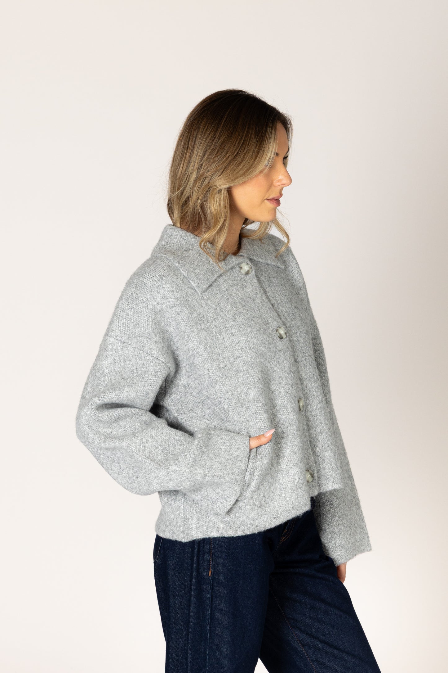 Jonah Luxe Short Collar Coat - Drizzle