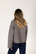 Jonah Essentials Houndstooth Short Coat - Espresso / Off White