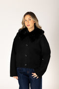 Jonah Luxe Short Fur Collar Coat - Black