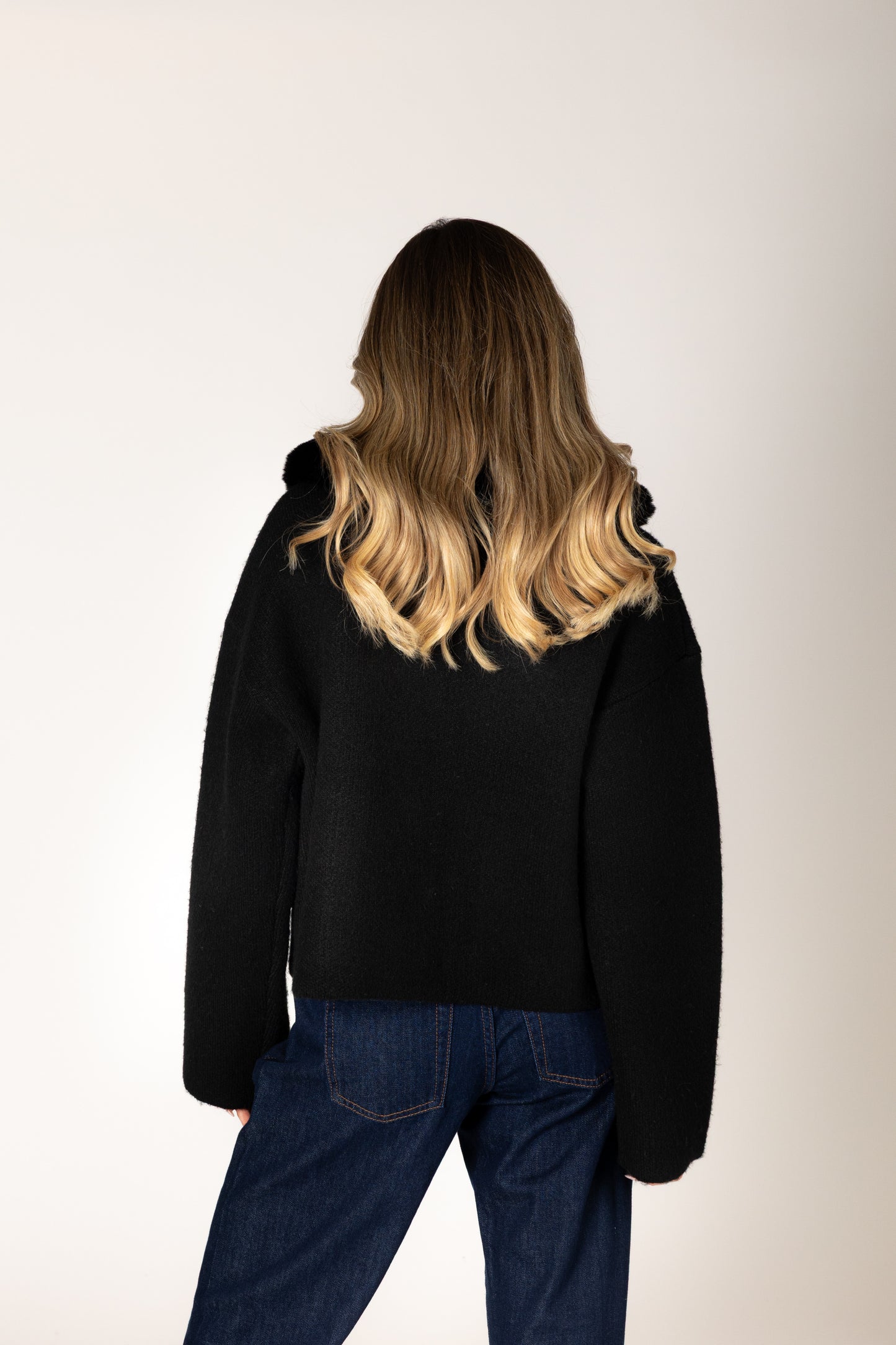 Jonah Luxe Short Fur Collar Coat - Black