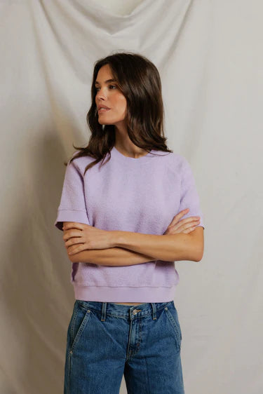 Kennedy Reverse Fleece Short Sleeve Crew Neck Sweatshirt - Ultraviolet