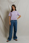 Kennedy Reverse Fleece Short Sleeve Crew Neck Sweatshirt - Ultraviolet