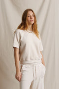 Ziggy Short Sleeve Reverse Fleece Crew Neck Sweatshirt - Sugar