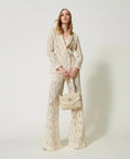 Macramé Lace Flared Trousers - Ivory