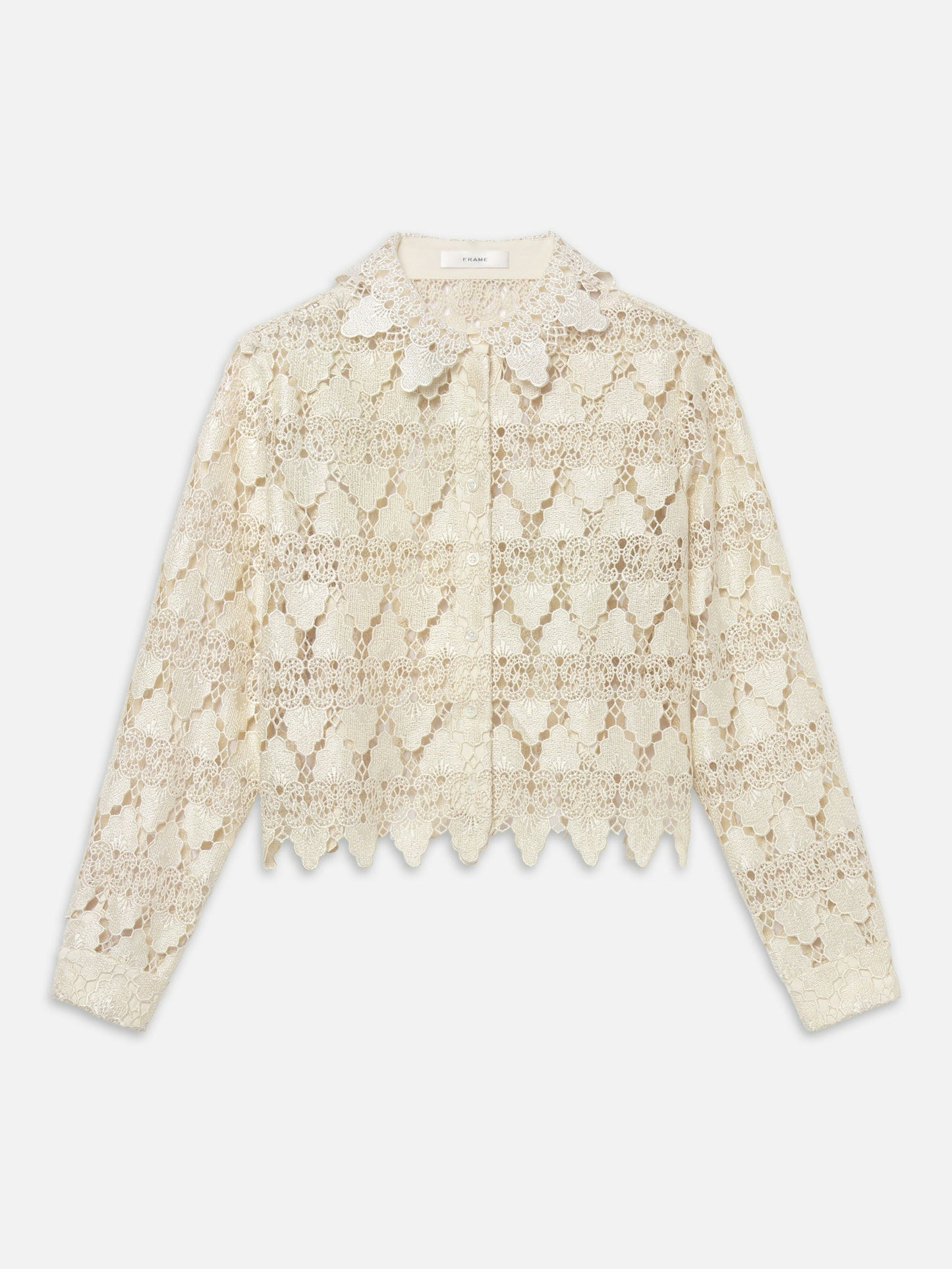 The Lace Button Up Shirt - Ecru