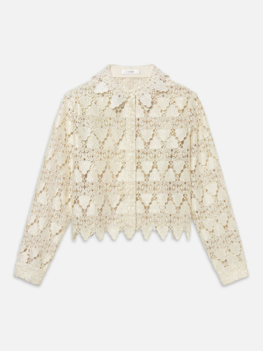 The Lace Button Up Shirt - Ecru