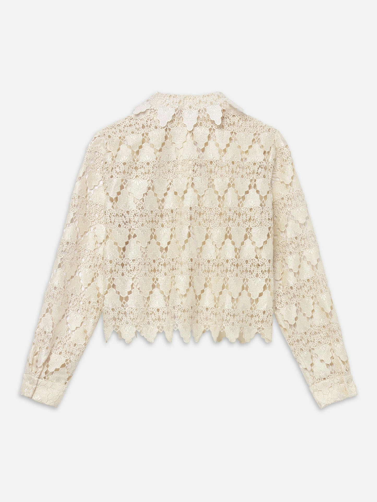 The Lace Button Up Shirt - Ecru