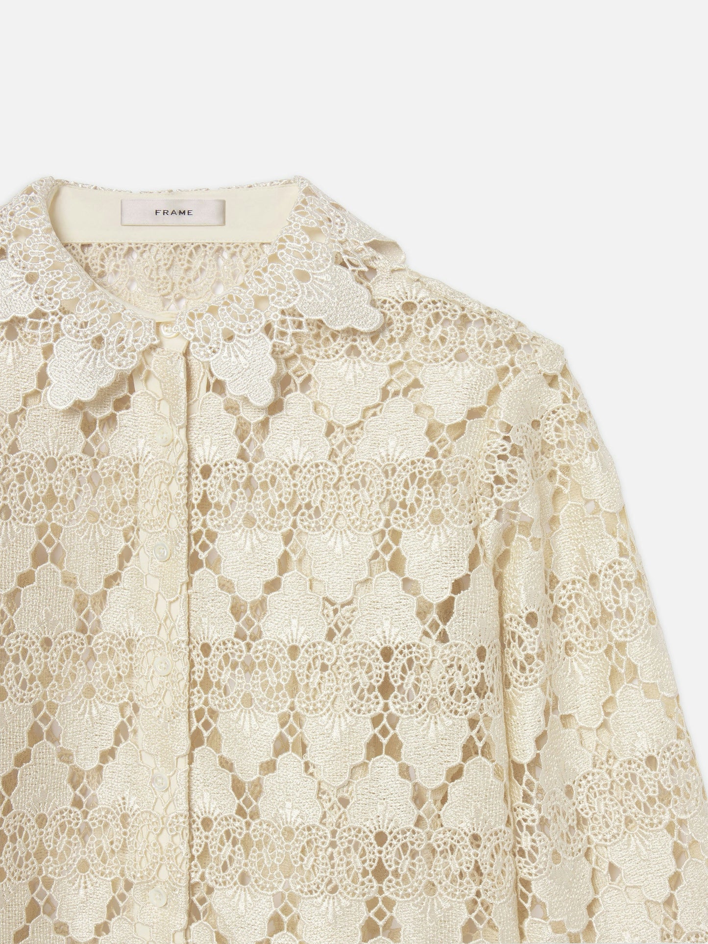 The Lace Button Up Shirt - Ecru