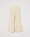 Macramé Lace Flared Trousers - Ivory